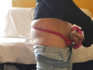 Crossdresser (CD) dildo solo in chastity