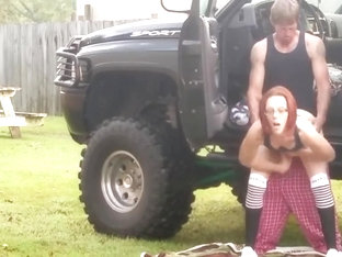 Amateur Redhead In 4x4 Gets Fuck In Public