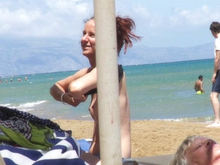 Babe Caught Topless In Agia Marina, Creta.