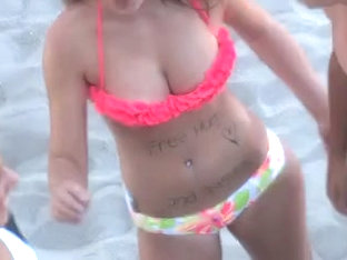 Hot Big Tit Teeny Possible Nip Slip At The Beach