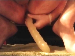 Quick anal toy play while wife is away