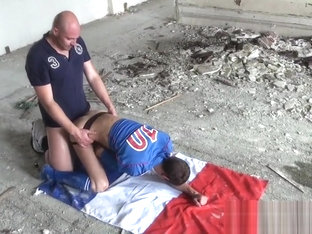 Outdoor French young ass fucking athletic coach big cock cum