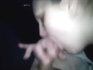 Nerdy Glassed Brunette Girl Gives Her BF A Blowjob In The Car For A Facial Cumshot