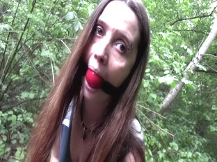 Walking Cuffed And Gagged Outdoors