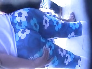 Milf in blue floral suplex - from behind