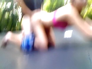 Teen GF and I fuck on a trampoline