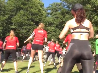 Girl See Thru Leggings In The Park