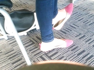 Candid Asian Teen Shoeplay Feet Dangling Pink Flats Part 1