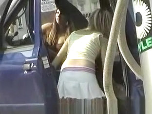 Short skirts at the car wash