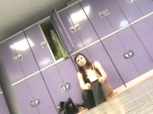 Sporty chicks boast their sporty bodies in the dressing room voyeur video