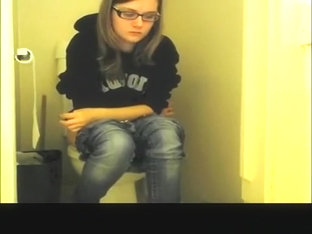 Girl With Glasses Seat And Pee