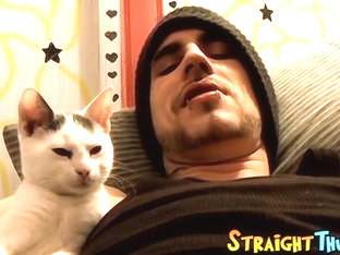 Straight Tattooed Dude Smokes Cigars While Jacking Off