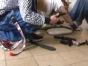 Foot & shoe fetish gay sex in boys camp