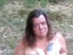 This Babe Is Flashing Her Milk Cans And Unshaved Wet Crack At The Campground