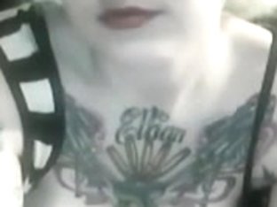 Tattooed Busty Blonde Plays With Pussy