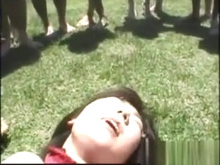 Cute Asian Girl In An Outdoor Gangbang