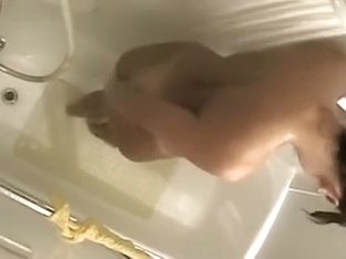 Catching My Busty Darksome Brown Sweetheart In The Bathtub Washing