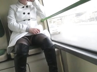 Flsshing stockings in a bus