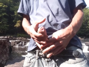 Edging standing on a rock at the sight of everyone #5 (with cumshot)