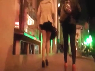 Voyeur girls heels & stockings walking