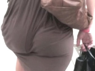 Bubble butt girl with a see through brown dress vpl