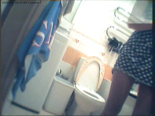 Girl In Polka Dot Dress Upskirt Masturbation In Toilet