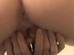 Hot And Horny Brunette Girl Spreads Her Ass Buttocks Wide To Show Juicy Vagina And Fuck Glass Dildo