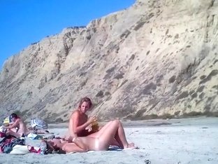 2 Girls Make Fun With A Guy's Microdick On A Nudist Beach