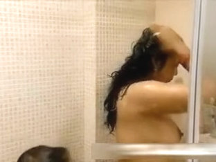 Sharmila Aunty With Her Hubby In Shower