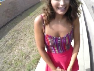 Brunette hottie slurping on a cock so she doesnt get towed