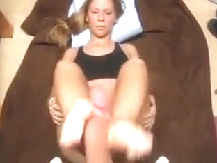 Sexy Blonde Gives A Footjob
