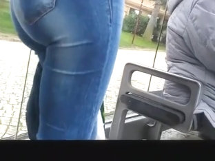 Girl with nice ass in tight jeans