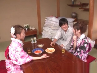 Japanese geisha gets fucked while her girlfriend is asleep