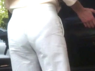 Ass voyeur 12 - See through white pants VPL