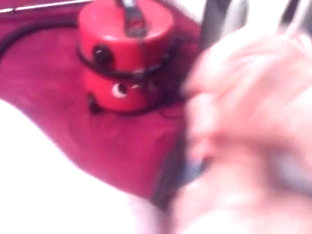 Wank and cum using hoover pipe