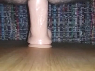 Hairy Teen Gets Doggy From Thick Dildo