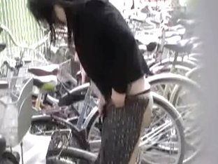 Bike Sharking Action With Lovable Little Sweetie Having Her Skirt Snatched