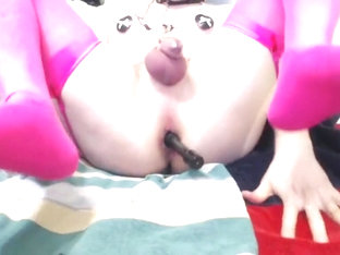 Pink lingerie with pasties sissygasm.