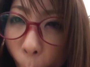 Mimi Kousaka With Specs Licks Hard Penis