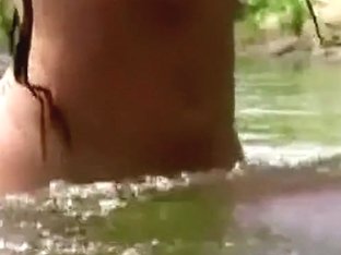 Pretty Blonde Wife Is Caught On Video By His Lusty Husband In A Public Lake