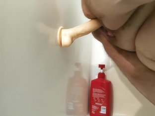 Trans boy cock torture & DP fun in the shower