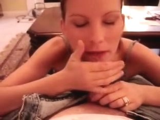 Attractive wife blows her man