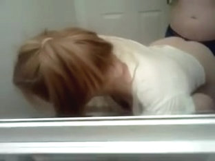 Horny Blondie Quick Blowjob In Bathroom