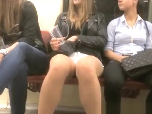 Chick In Tight Shorts Filmed In Train