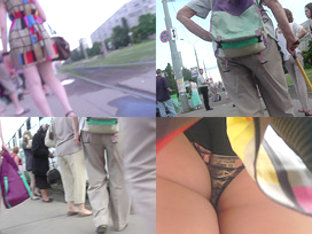 Upskirt footage of sheer panty of a flabby-ass chick