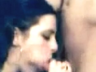 Amazing hot brunette giving a fantastic blowjob to her boyfriend