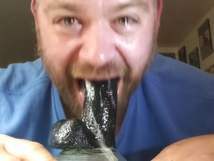 Extreme deepthroat a big black dildo!
