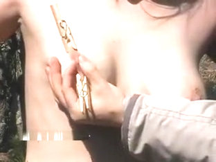 Outdoor Bondage And Clothespegs Tit Torment