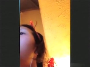 Asian girl has cybersex with her bf on skype